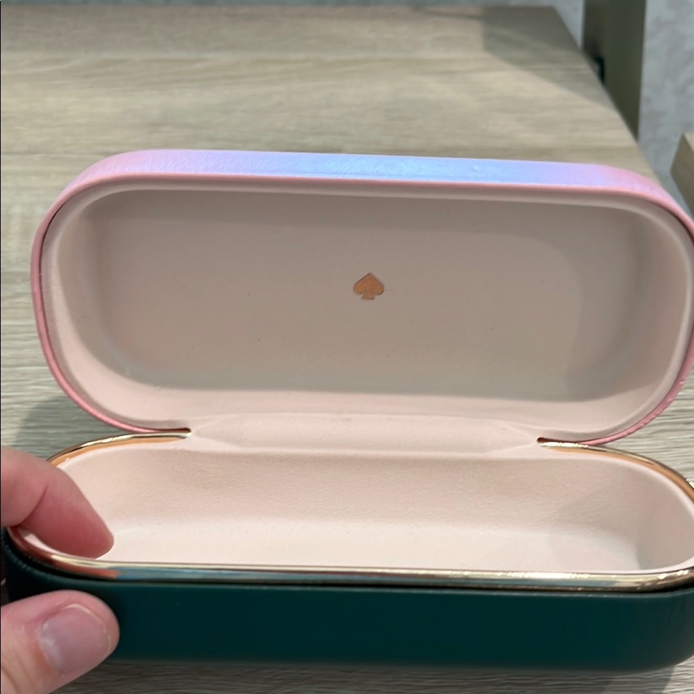 Kate Spade Pink and Dark Green Sunglasses Case ONLY See pics for condition 1-233 - Picture 7 of 12